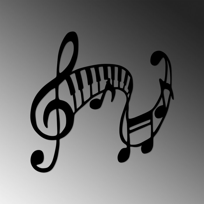 Wallity Musical - 438 Escultura de pared de metal negra